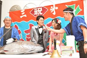 大阪府のホテルで、結婚式にてマグロ解体ショー開催！！！